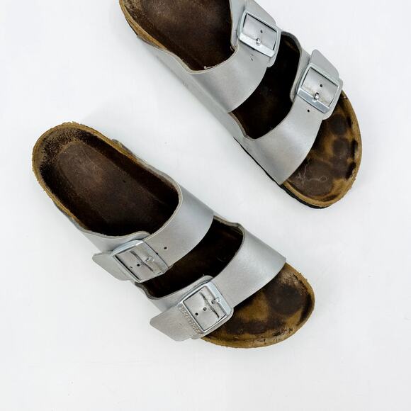 Birkenstock Silver Classic Arizona Sandals - Picture 1 of 6